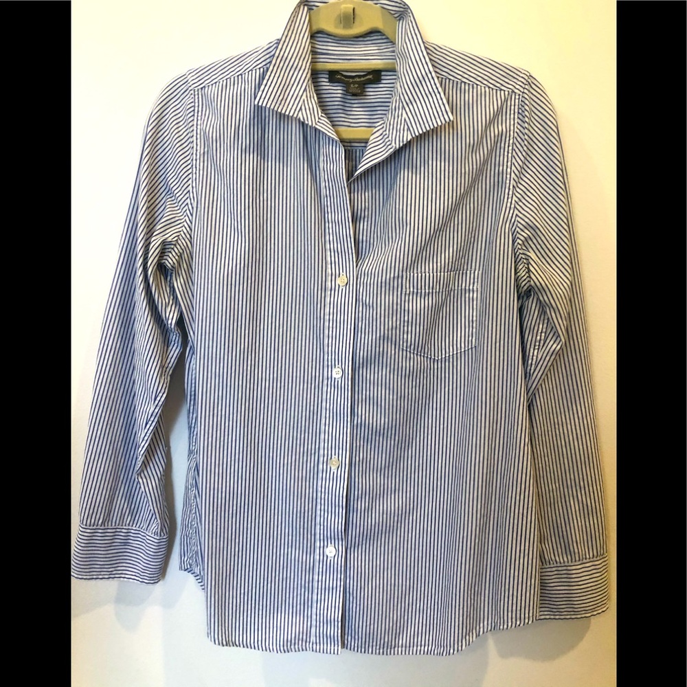 TOMMY BAHAMA blue/white L/S Button down Small